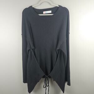 Free People FP Beach Women's Black Bring Tie-Front Pullover Tunic Heavy Sweater